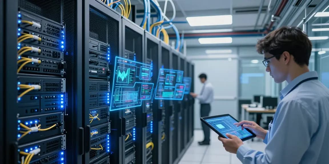 tk88 cloud computing solutions in a modern data center environment featuring illuminated server racks, AI technology, and advanced cybersecurity.