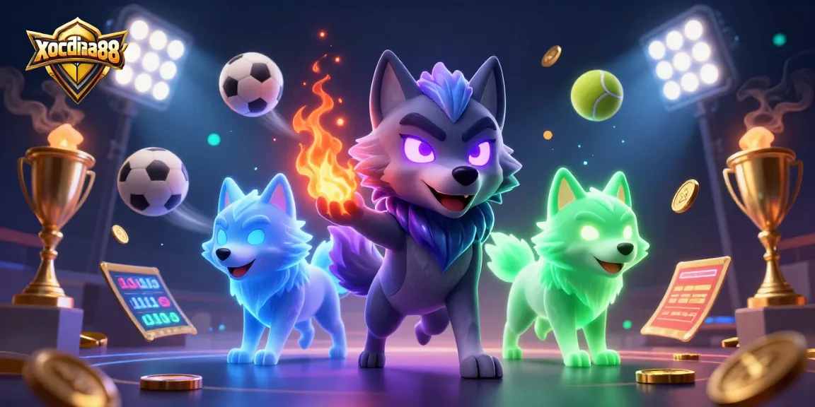 Engage in thrilling experiences with xocdiaa88 as glowing wolf spirits animate a lively casino atmosphere.
