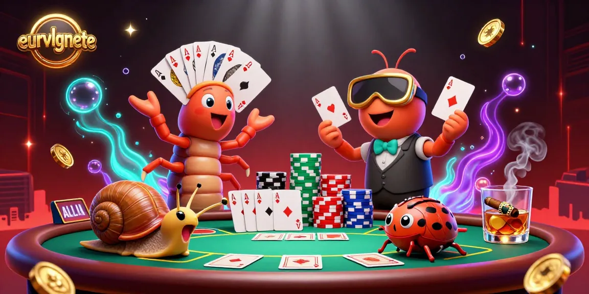 Experience the excitement of eurvlgnete with a vibrant casino scene featuring a millipede dealer and colorful poker action.