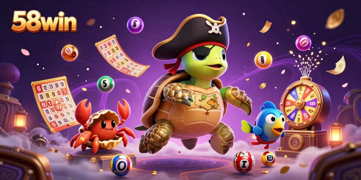 Engage with exciting 58win gaming moments featuring vibrant characters above treasure in this rich illustration.
