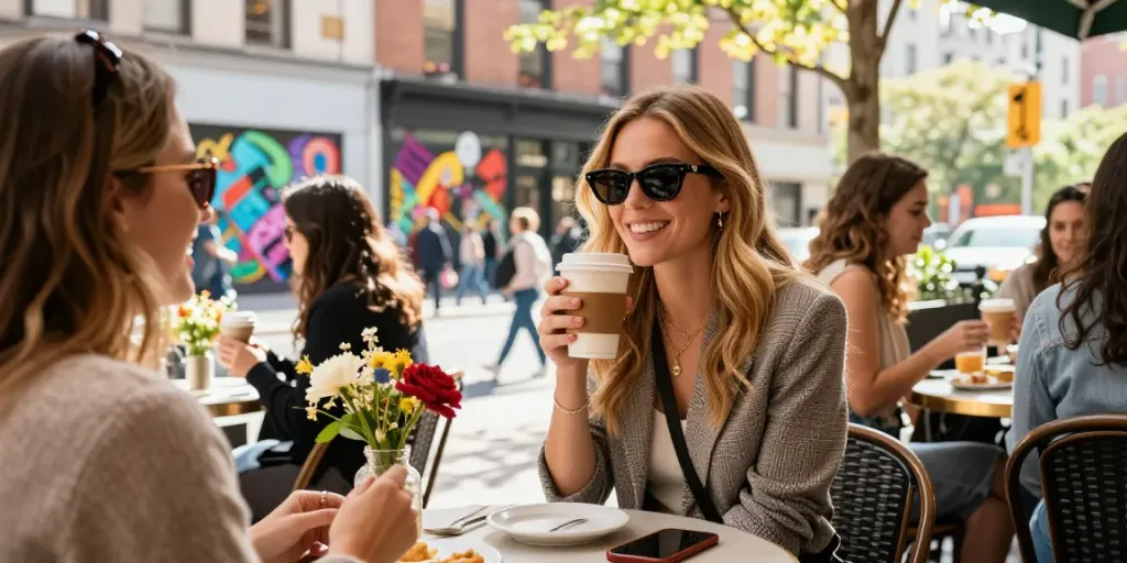 Brianna Lyman age and height revealed in a lively NYC café scene, showcasing her vibrant lifestyle.