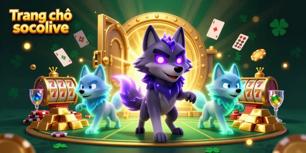 Experience the thrill of gambling with the vibrant scene featuring Trang chủ socolive, where spectral wolves lead the riches of slot machines.