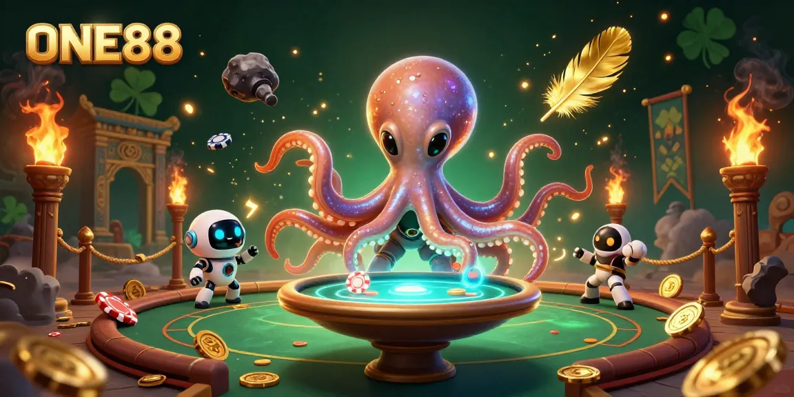 Experience the thrill of winning at ONE88 with the alien octopus at a holographic poker table.