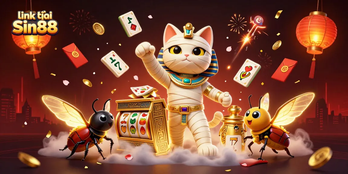 Engage in thrilling gameplay with link vào Sin88 as Egyptian symbols illuminate a vibrant casino scene.