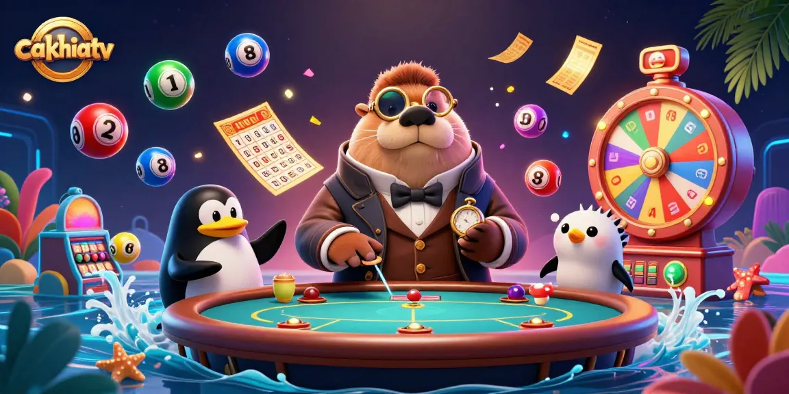 Experience CakhiaTV's thrilling underwater poker scene with entertaining characters and vibrant gambling elements.
