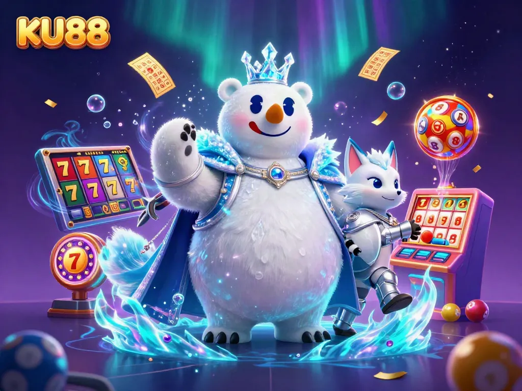 Experience the thrill of KU88 with vibrant slot elements and whimsical characters in action.