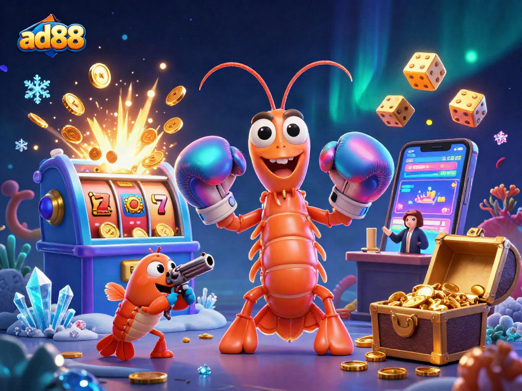 Win big with ad88 in this dynamic casino-themed 3D illustration full of excitement!
