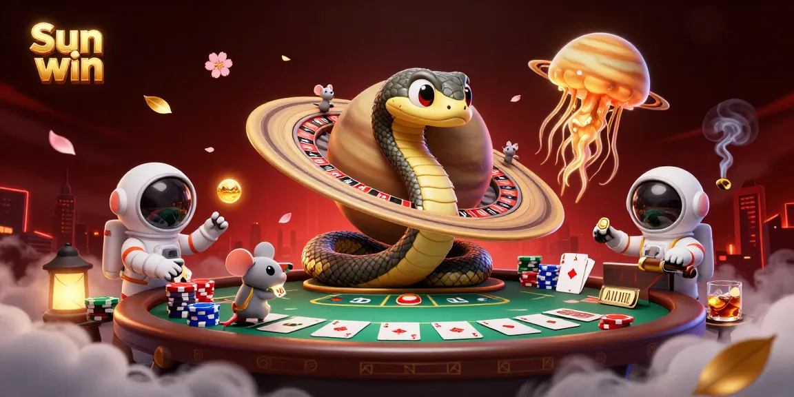 Engage with Sun win in a vivid casino scene featuring dynamic gambling elements and lively characters.