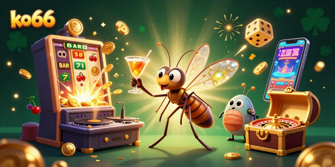 Experience big wins with ko66's vibrant casino scene filled with colorful game elements and characters.