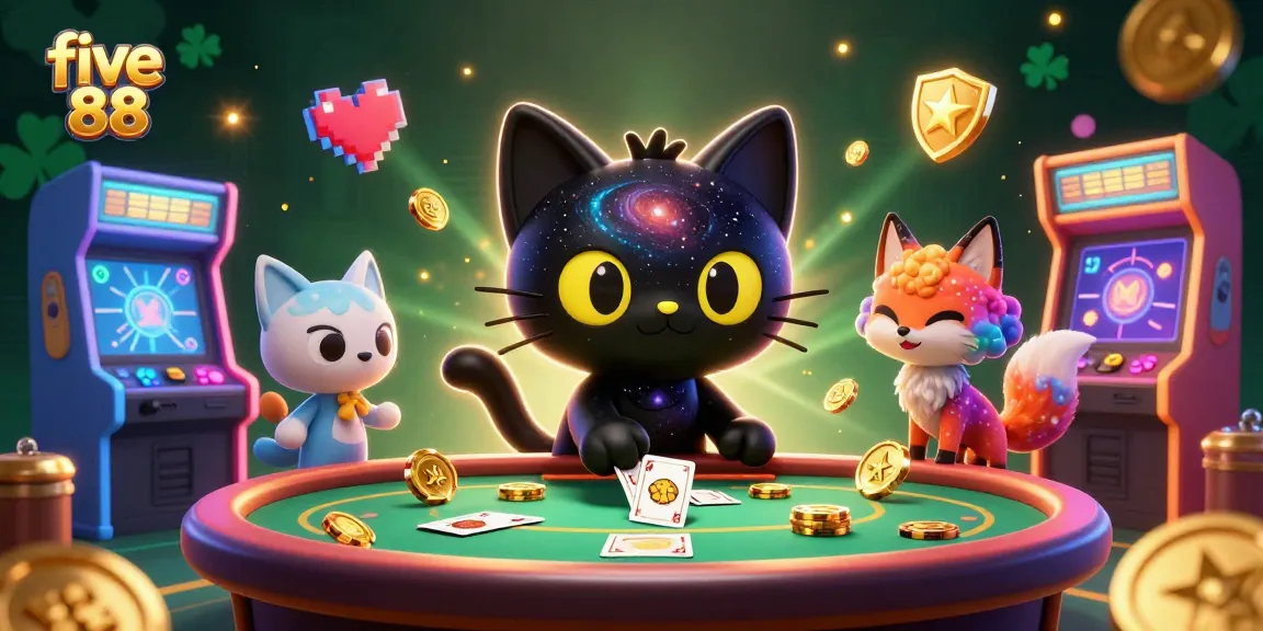 Experience the excitement of five 88 at a cosmic casino with vibrant characters and colorful game elements.