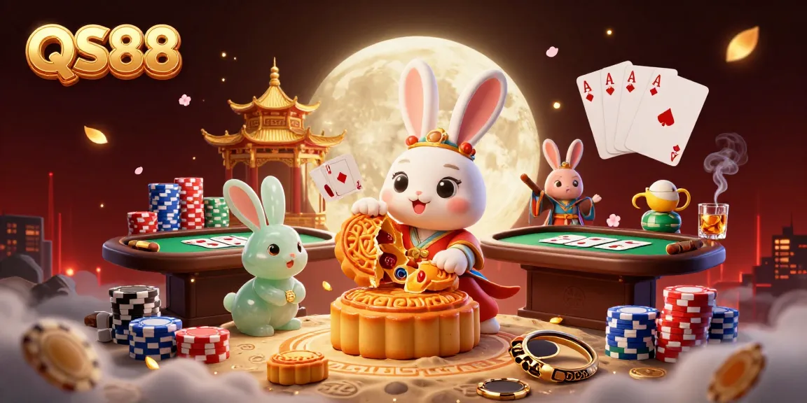 Join the excitement of QS88 as the moon rabbit celebrates with poker chips hidden in golden mooncakes.