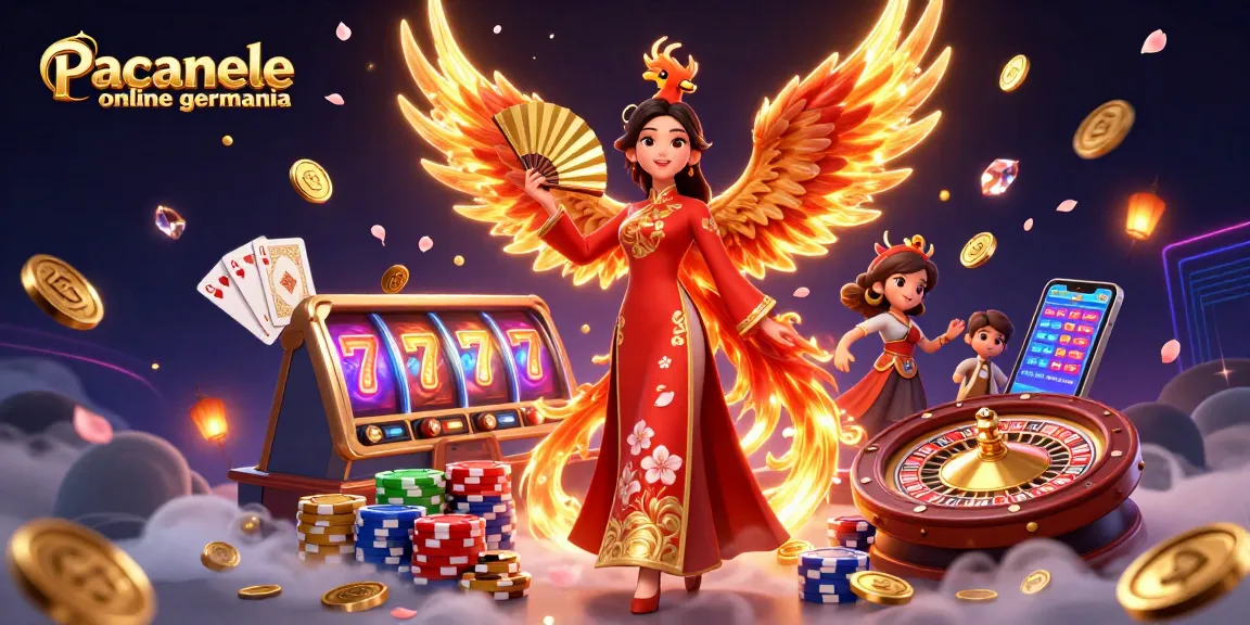 Experience Pacanele online germania with vibrant visuals, 3D characters, and spinning slots.