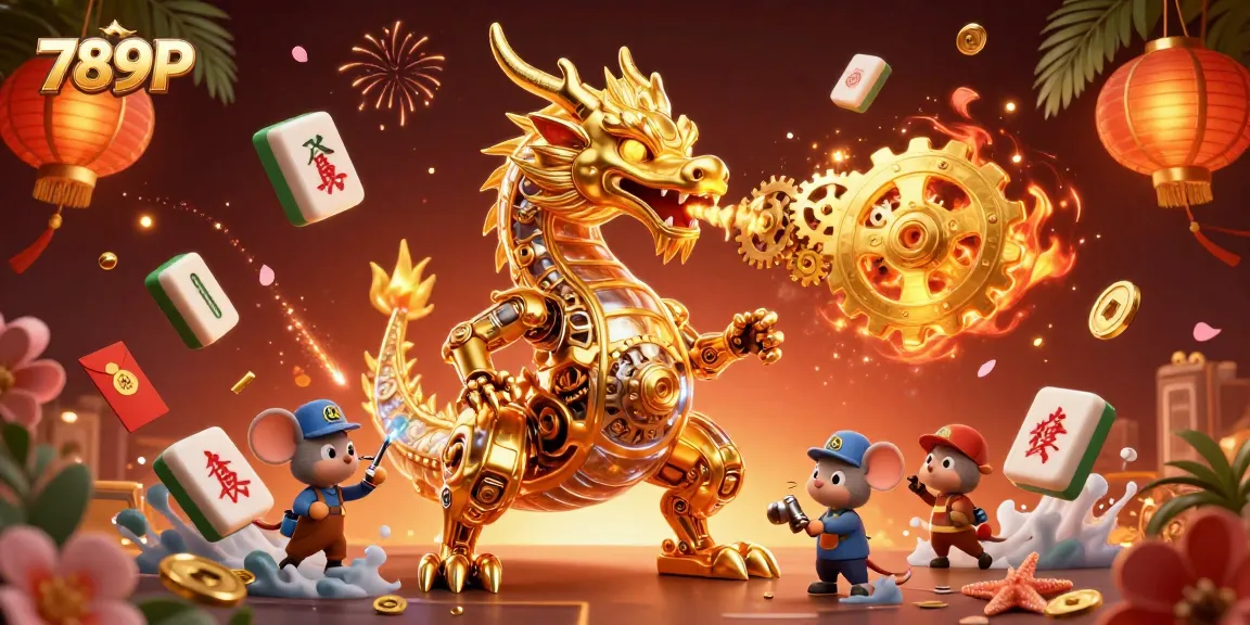 Engage with thrilling gameplay at 789P's casino featuring a golden dragon and festive symbols.