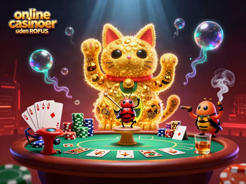 Engage with online casinoer uden ROFUS in a vibrant 3D style showcasing casino excitement.