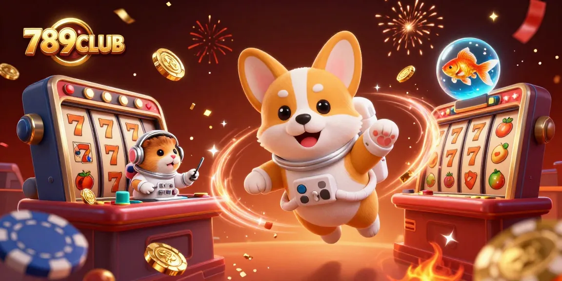 Experience thrilling wins at 789CLUB with slots and floating casino elements in space.
