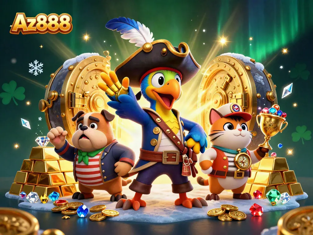 Experience thrilling action with Az888 as cartoon pirates explore treasure-filled adventures in a vibrant casino world.