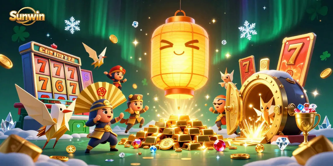 Experience the exciting world of Sunwin with gold, gems, and dynamic casino elements.