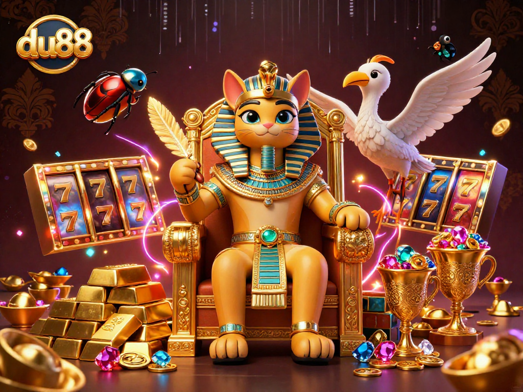 Engage with du88's vibrant casino experience featuring the Egyptian pharaoh cat and treasures.