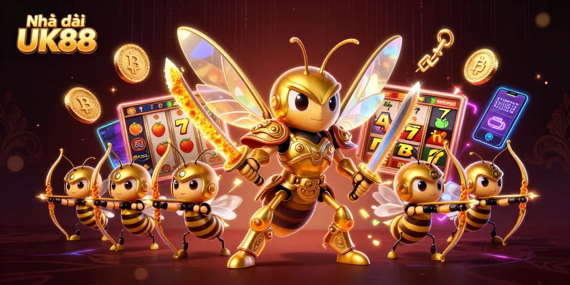 Engage with gaming excitement at Nhà cái UK88 with thrilling jackpot slots in a vibrant, dynamic illustration.