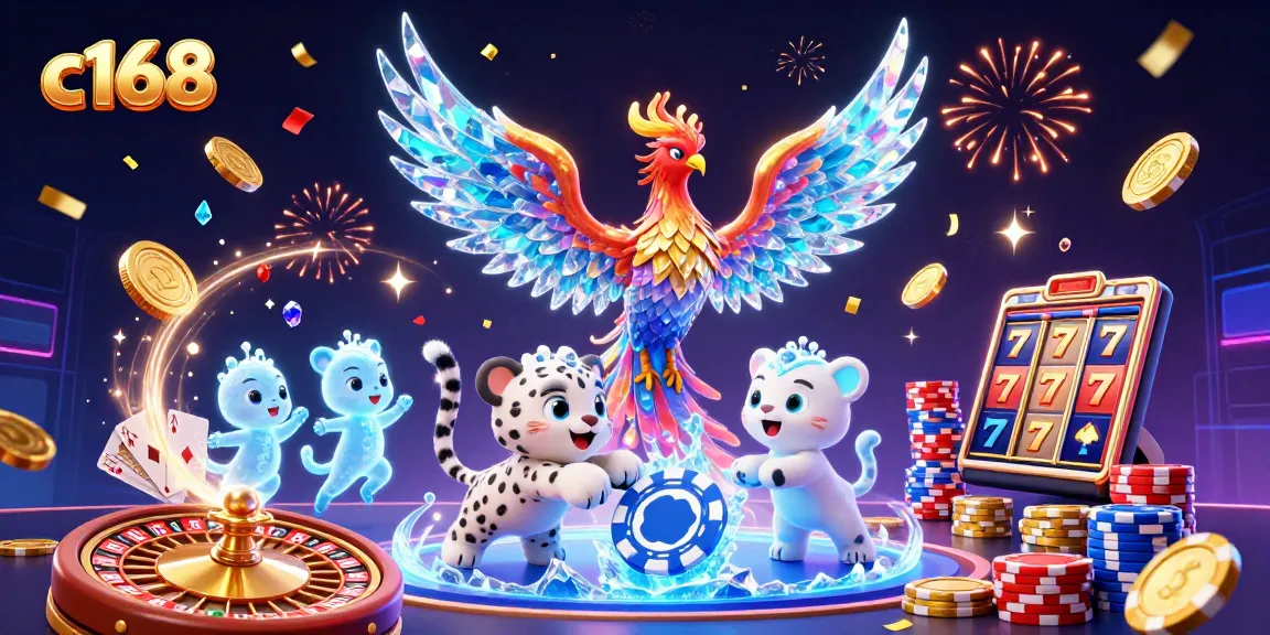 Experience the thrill of c168 with an enchanting scene featuring vibrant casino elements and magical creatures.