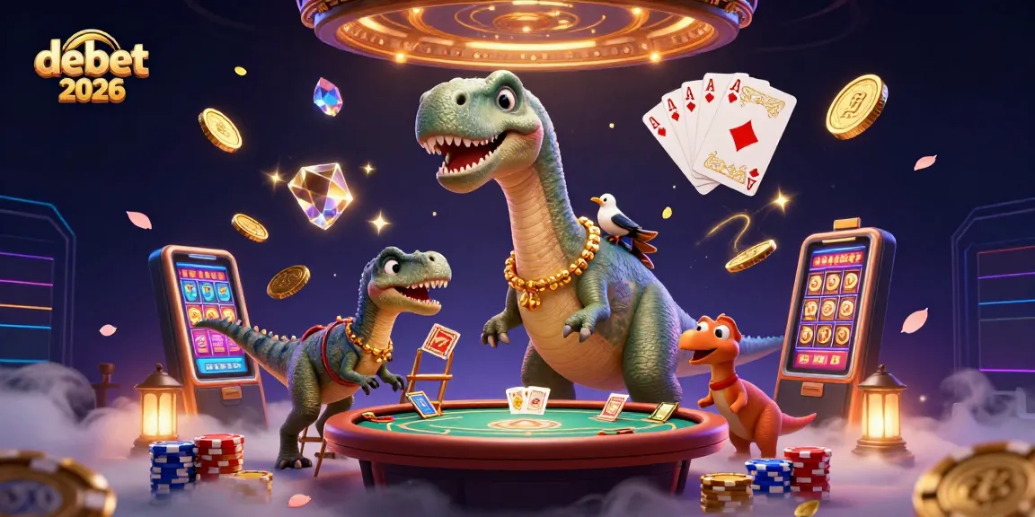 Experience debet2026 in a thrilling casino scene with vibrant games and characters.