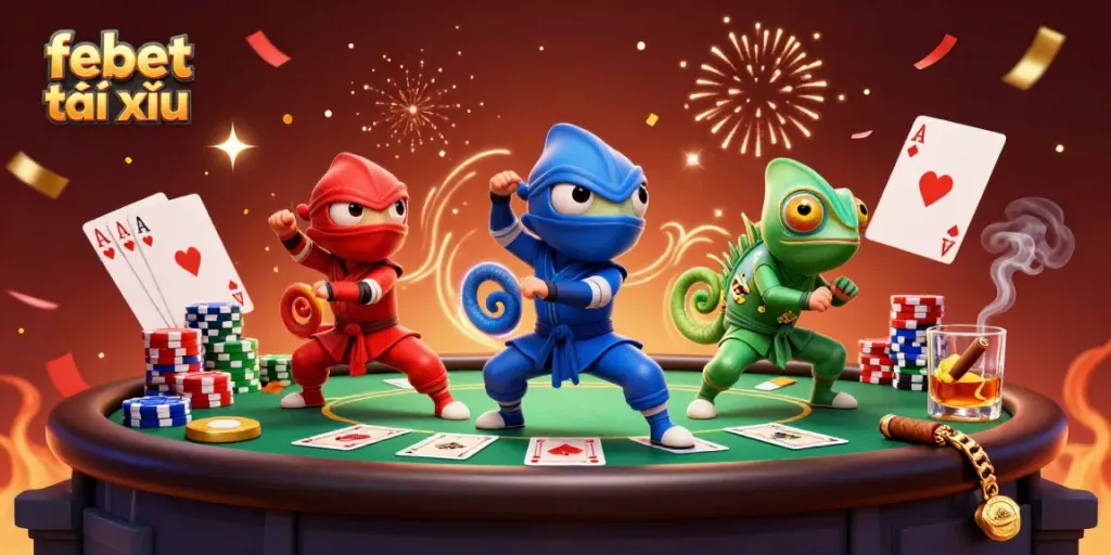Experience thrilling gameplay with febet tài xỉu as a ninja chameleon team performs intense martial arts.