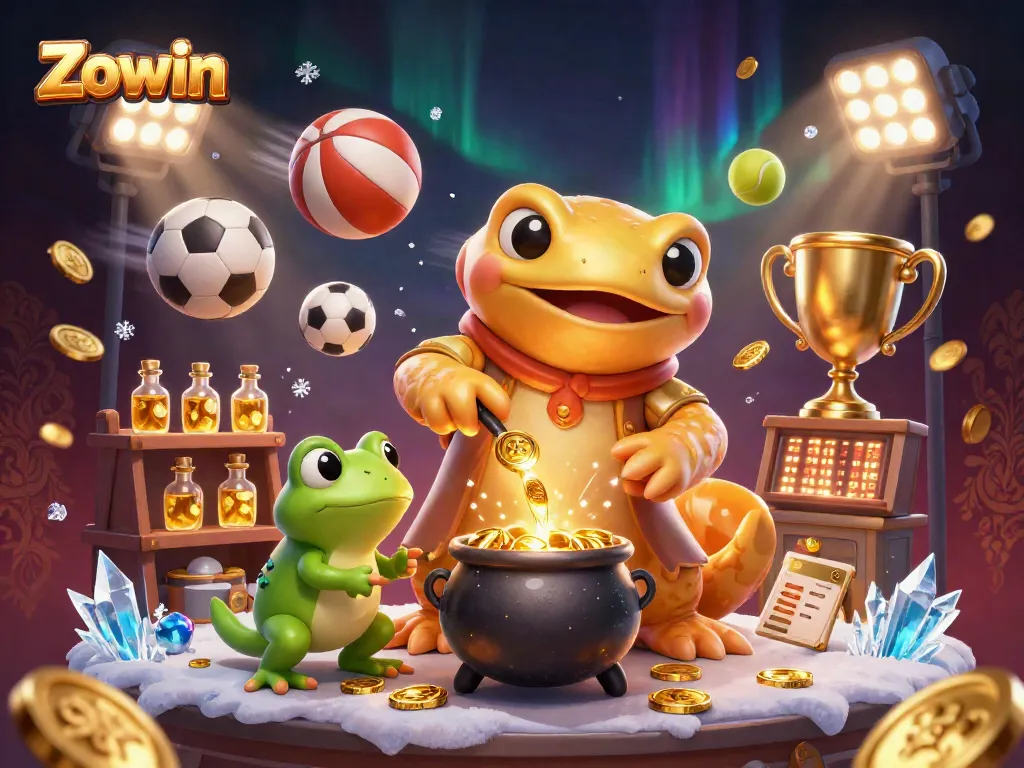 Zowin transforms gameplay with vibrant casino themes, gold coins swirling in a festive atmosphere.