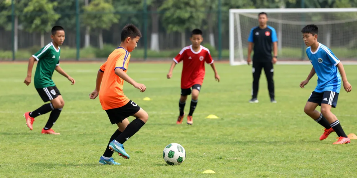 Trainingsball Fußball in voller Aktion bei einem Jugendtraining
