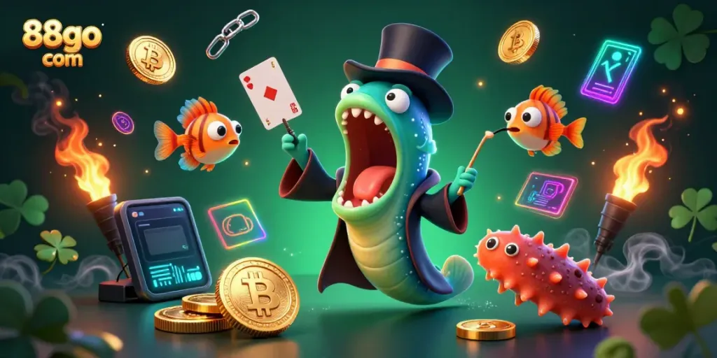 Catch big wins at 88go com with thrilling underwater magic of a gulper eel magician.