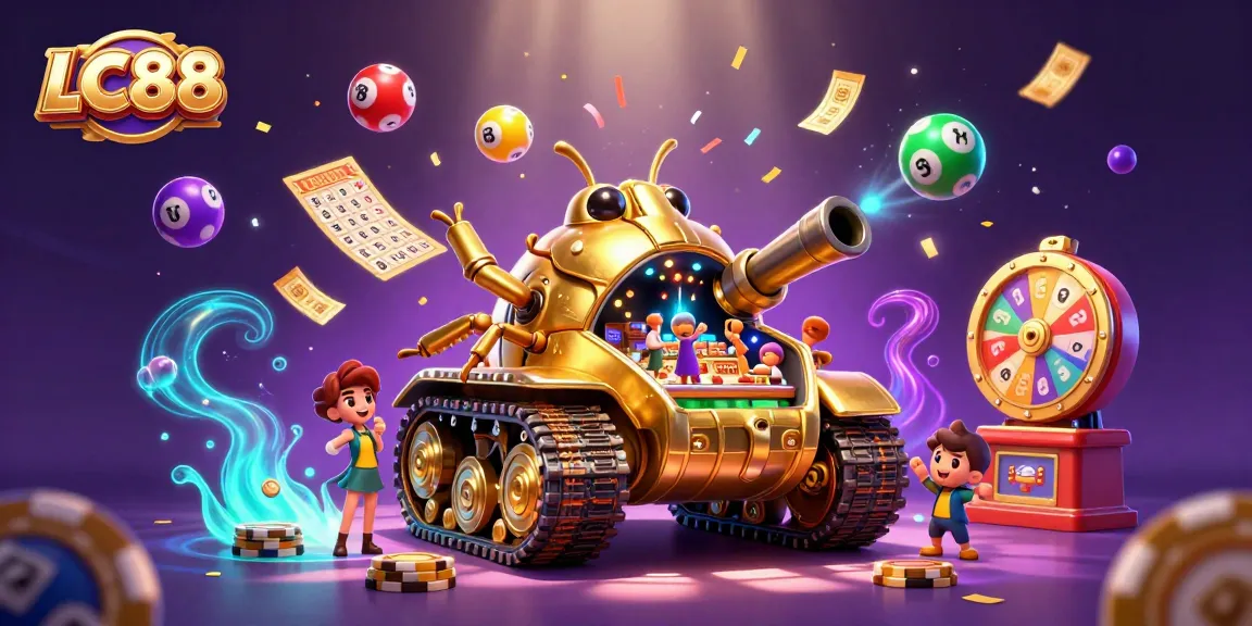 Experience thrilling gameplay at LC88 with a golden beetle tank revealing a miniature casino.