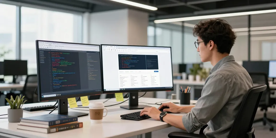 Webentwickler optimiert eine Website mit SEO in einer modernen Büroumgebung.