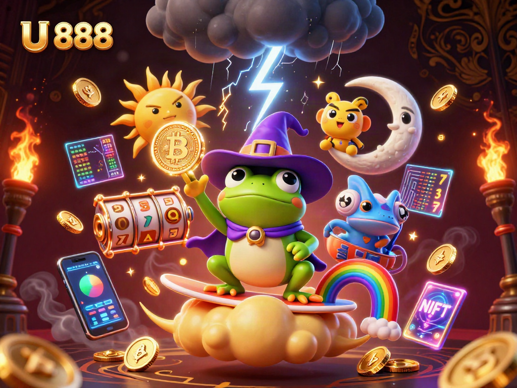 Engage with U 888 through an exciting scene of winning with 3D characters and golden tokens.