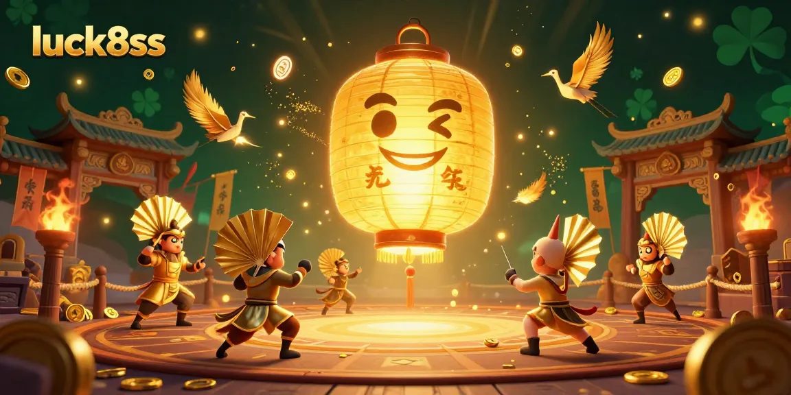 Experience the thrill of luck8ss at the casino, featuring a vibrant lantern spirit and golden companions.