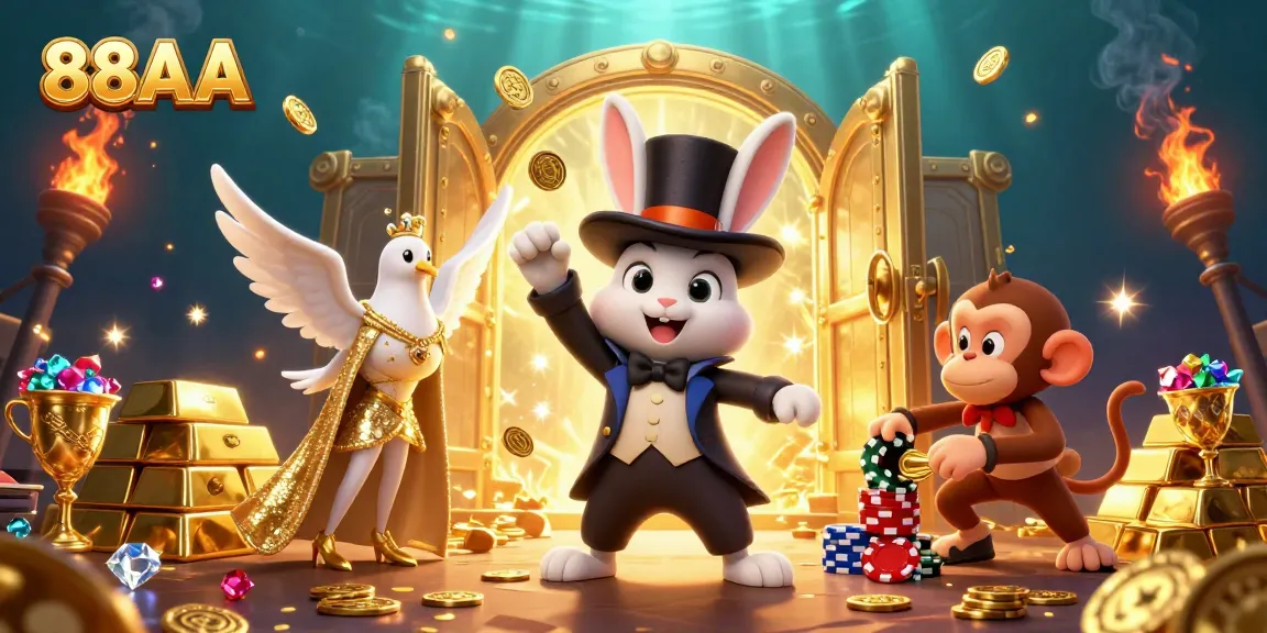 Engage in winning strategies at 88AA with vibrant 3D characters and casino treasures.