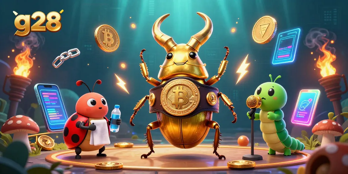 Engage with g28 gameplay showcasing a giant stag beetle champion surrounded by digital casino elements.