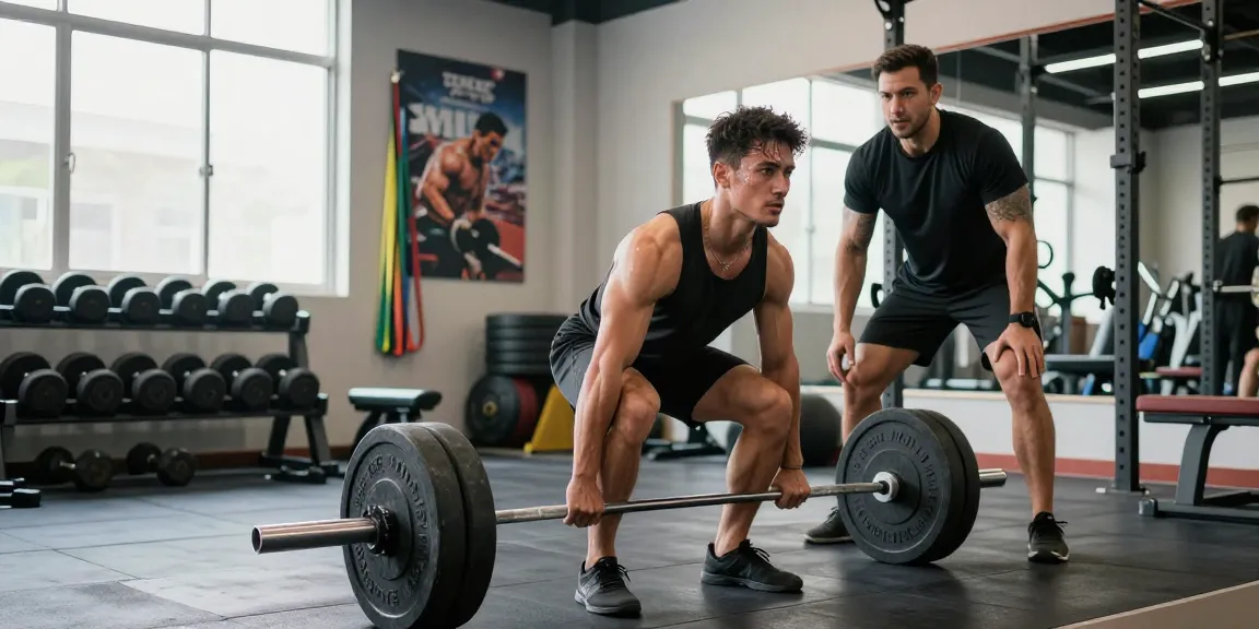 Athlete lifting weights at Anabolika Shop's fitness center, showcasing dedication in a modern gym environment.