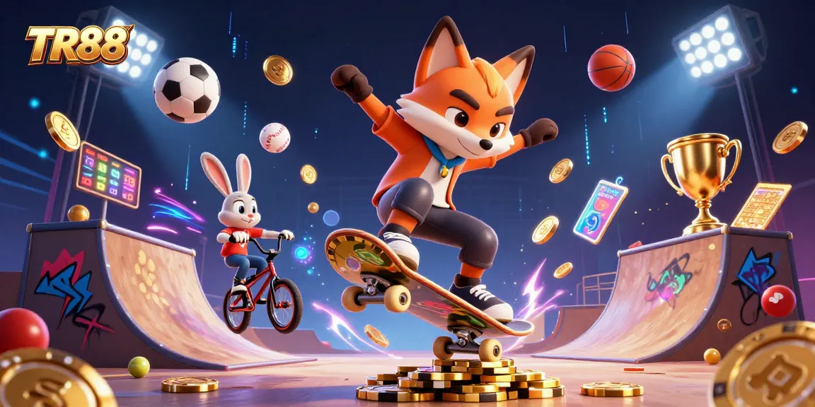 TR88 engaging players with an exciting 3D casino-themed competition, including sports and illuminated gaming elements.