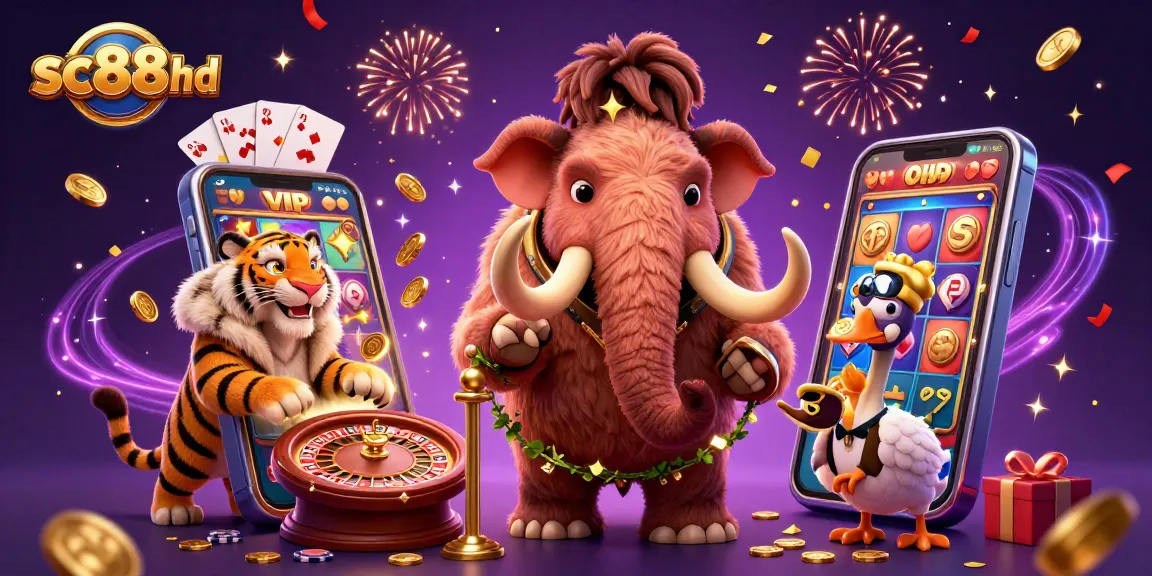 Experience the excitement of sc88hd with a vibrant 3D casino scene featuring animated characters and game elements.