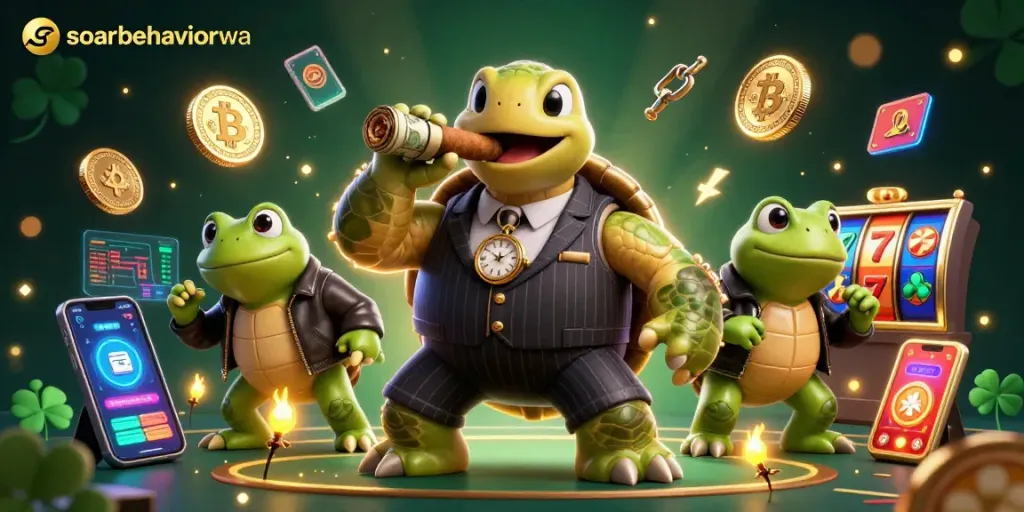 Experience dynamic casino action with soarbehaviorwa's vibrant characters and slot elements in this rich 3D scene.