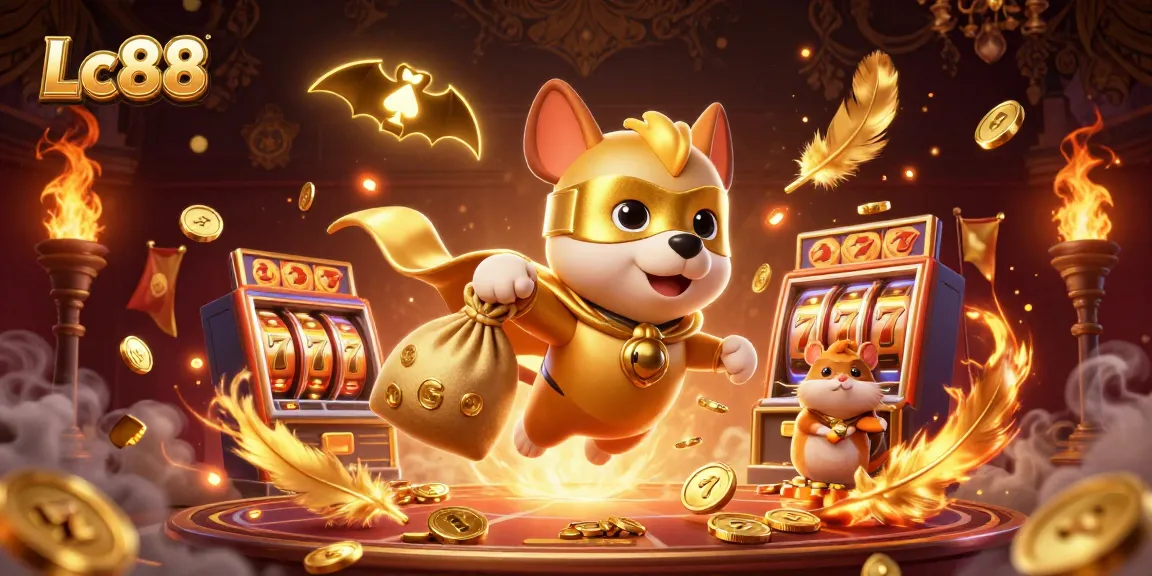 Engage with Lc88 while winning big at slots and casino games in this colorful casino illustration.