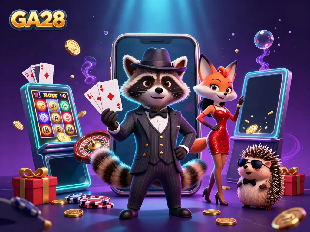 Experience GA28's thrilling casino world with vibrant characters and dynamic gaming elements.