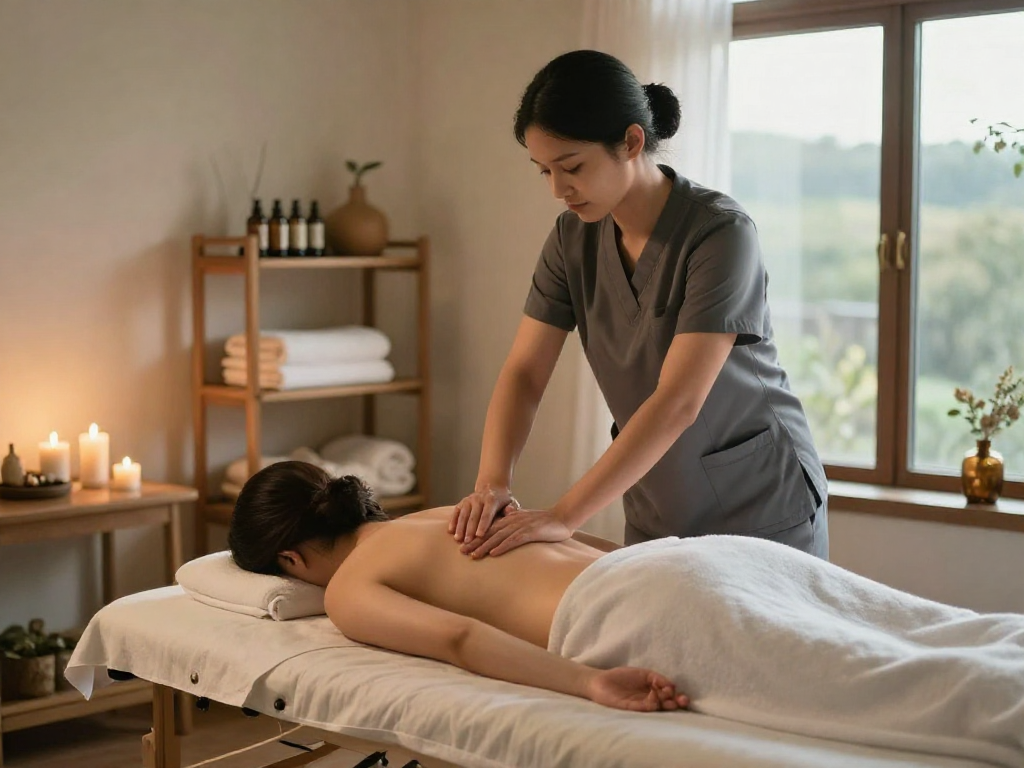 Experience premium 의정부출장안마 with a professional therapist providing a soothing massage in a calming home environment.