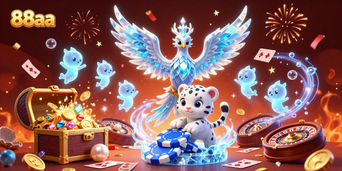 Experience thrilling gameplay at 88aa with a vibrant casino scene featuring an ice phoenix and sparkling elements.