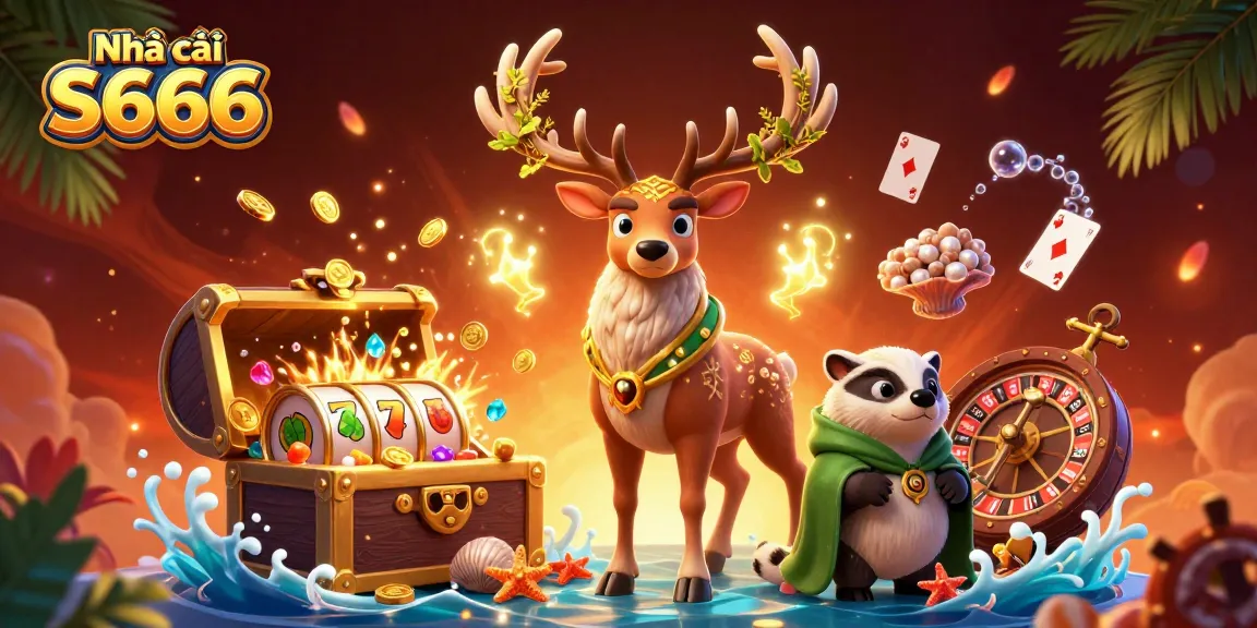 Engage with Nhà cái S666 through a vibrant, 3D immersive casino experience featuring lively game elements.