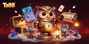 Engage with Ta88's vibrant casino adventures, featuring steampunk characters amidst dynamic gaming elements.