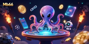 Engage with Mb66 in a vibrant alien casino scene where excitement meets crypto innovation.