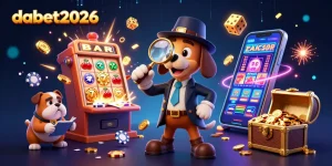 Dabet2026 detectives examine evidence in a casino adventure, highlighting thrilling gambling action.