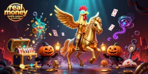 Experience real money mobile casinos in Australia with vibrant characters and dynamic casino elements.