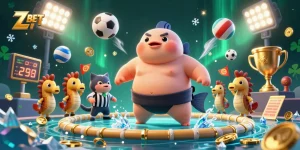 ZBET offers thrilling underwater gaming with fugu in sumo attire and competitive seahorse fans.