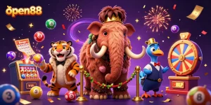 Experience the excitement of open88 with a vibrant casino scene featuring unique characters.